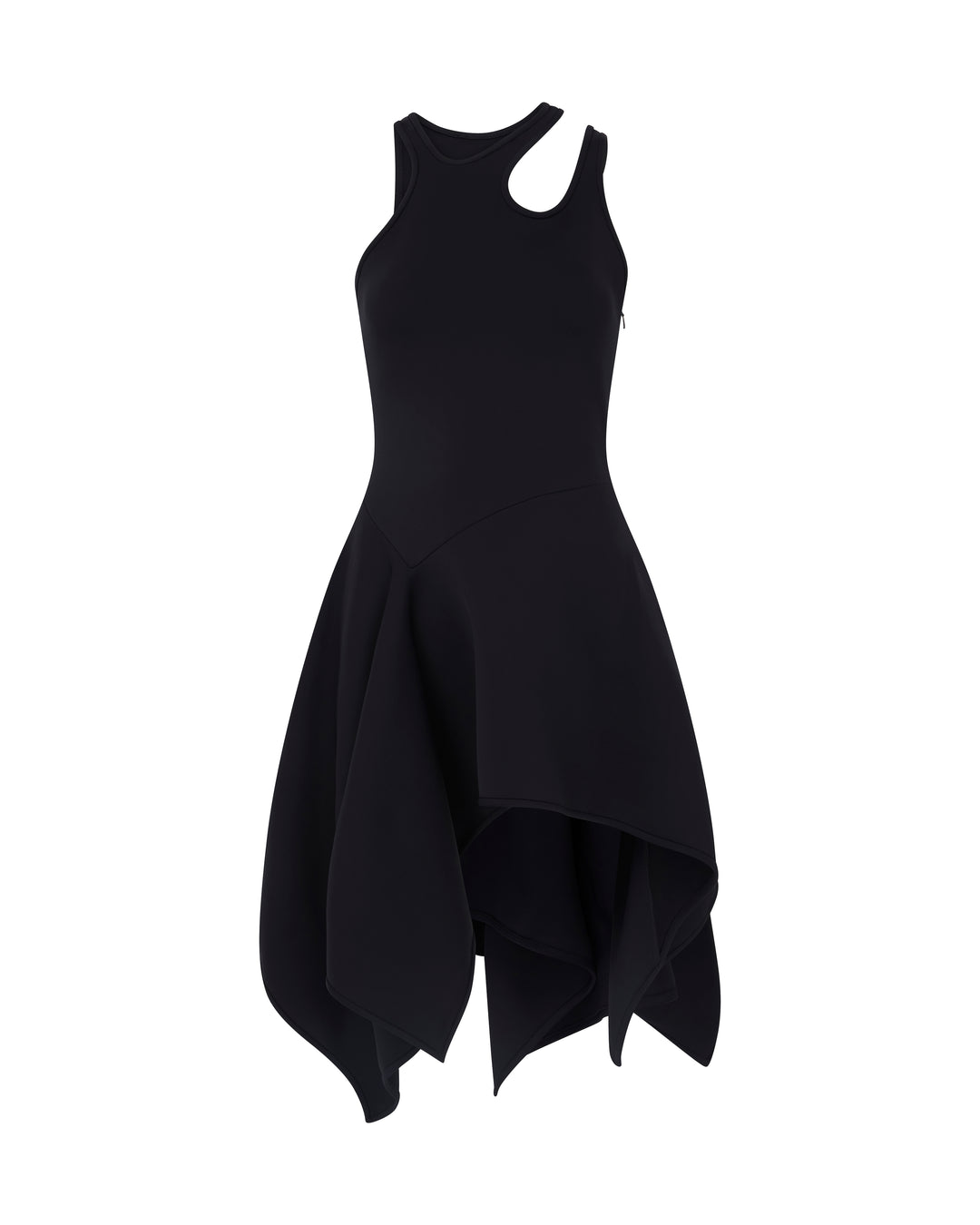 BLACK ASYMMETRIC CUT-OUT MINI DRESS – David Koma