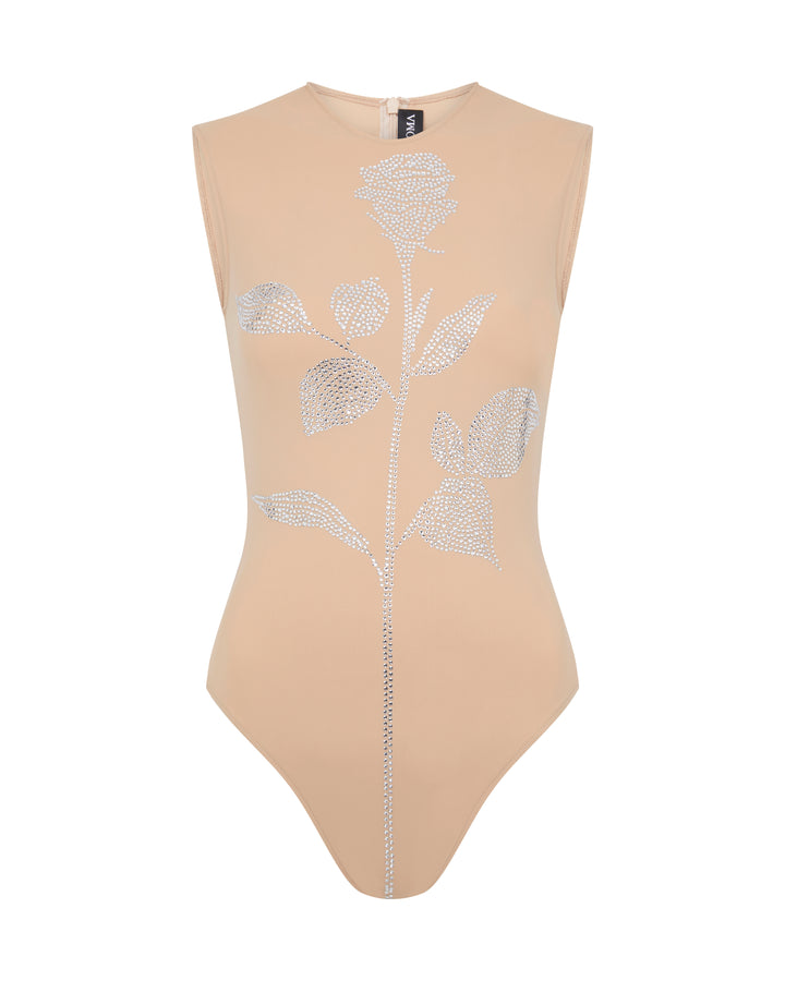 CRYSTAL ROSE BODYSUIT IN NUDE
