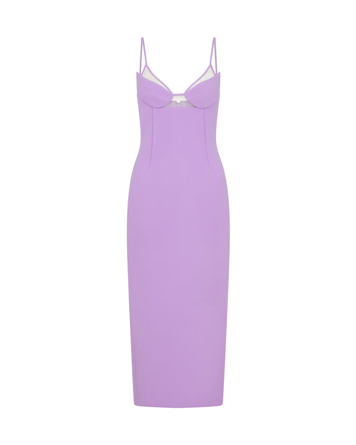LILAC STATEMENT CUP MIDI DRESS