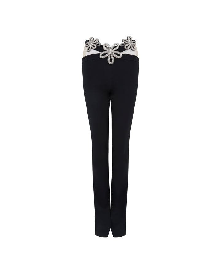 CRYSTAL DAISY BLACK TROUSERS