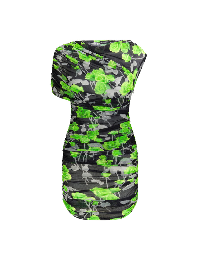 ROSE PRINT MESH MINI DRESS