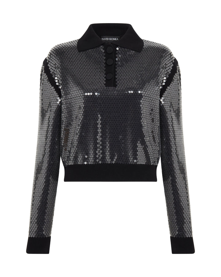 KNITTED SEQUIN LONG-SLEEVED TOP