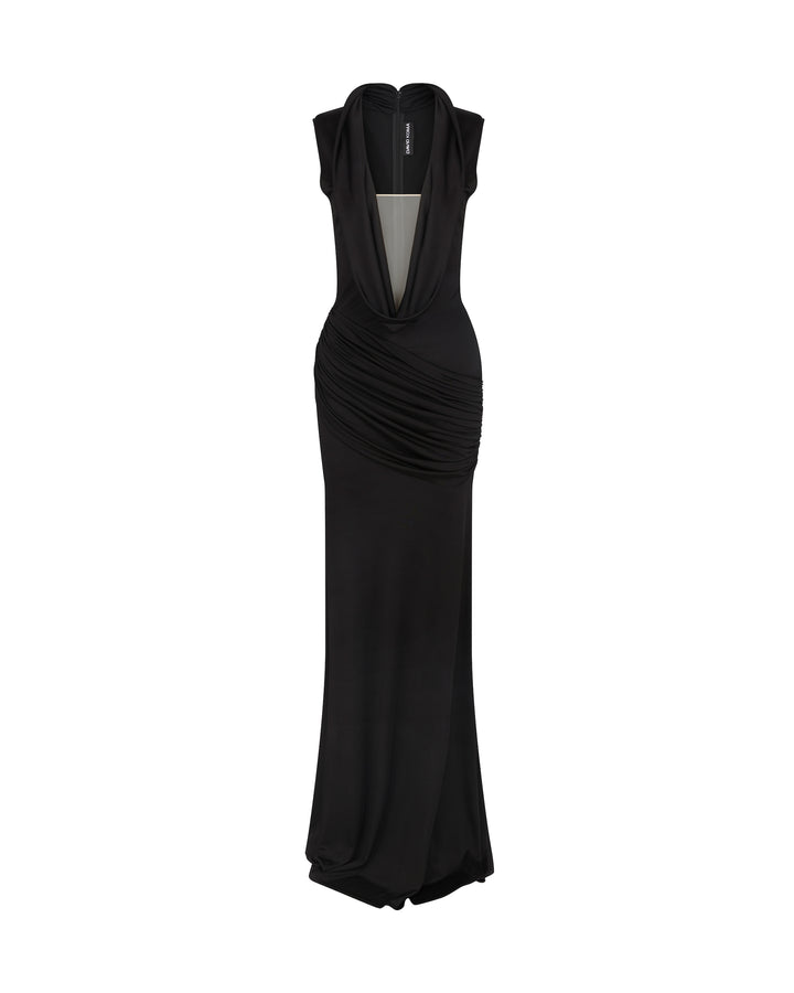 PLUNGE NECKLINE JERSEY GOWN