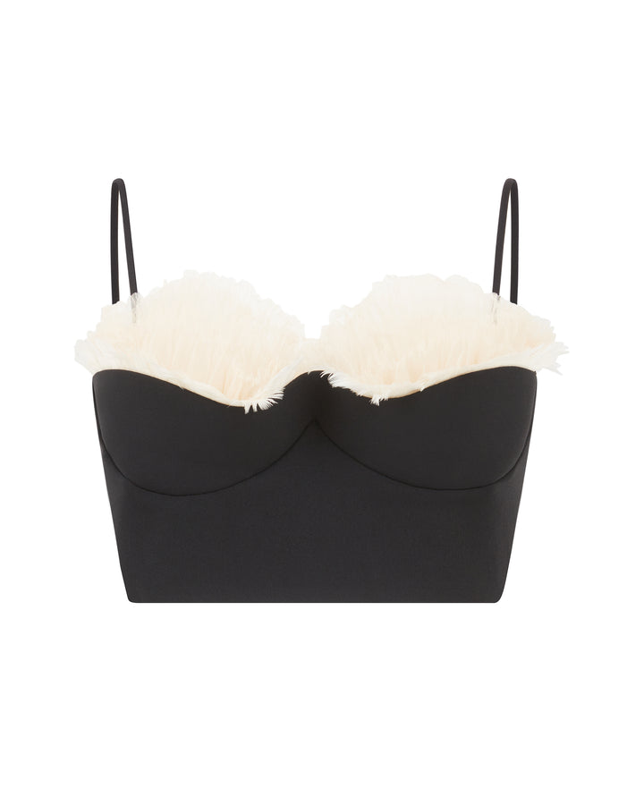 RUFFLE AND FEATHER BALCONETTE BRA
