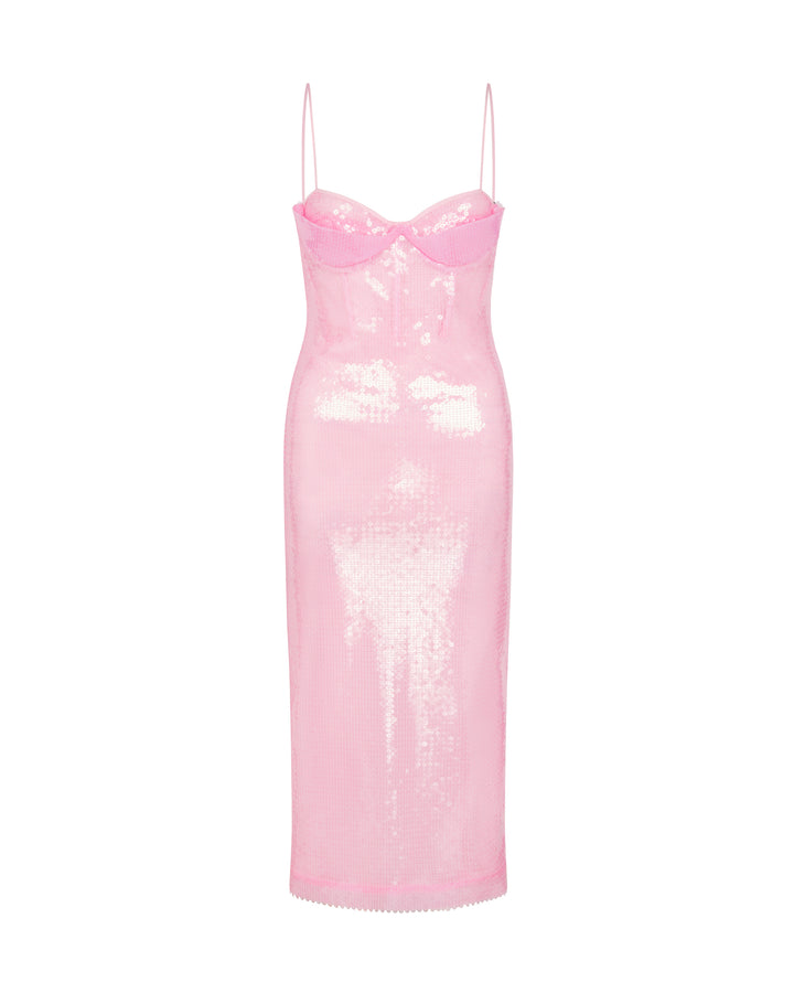 BALCONETTE BRA SEQUIN MIDI DRESS