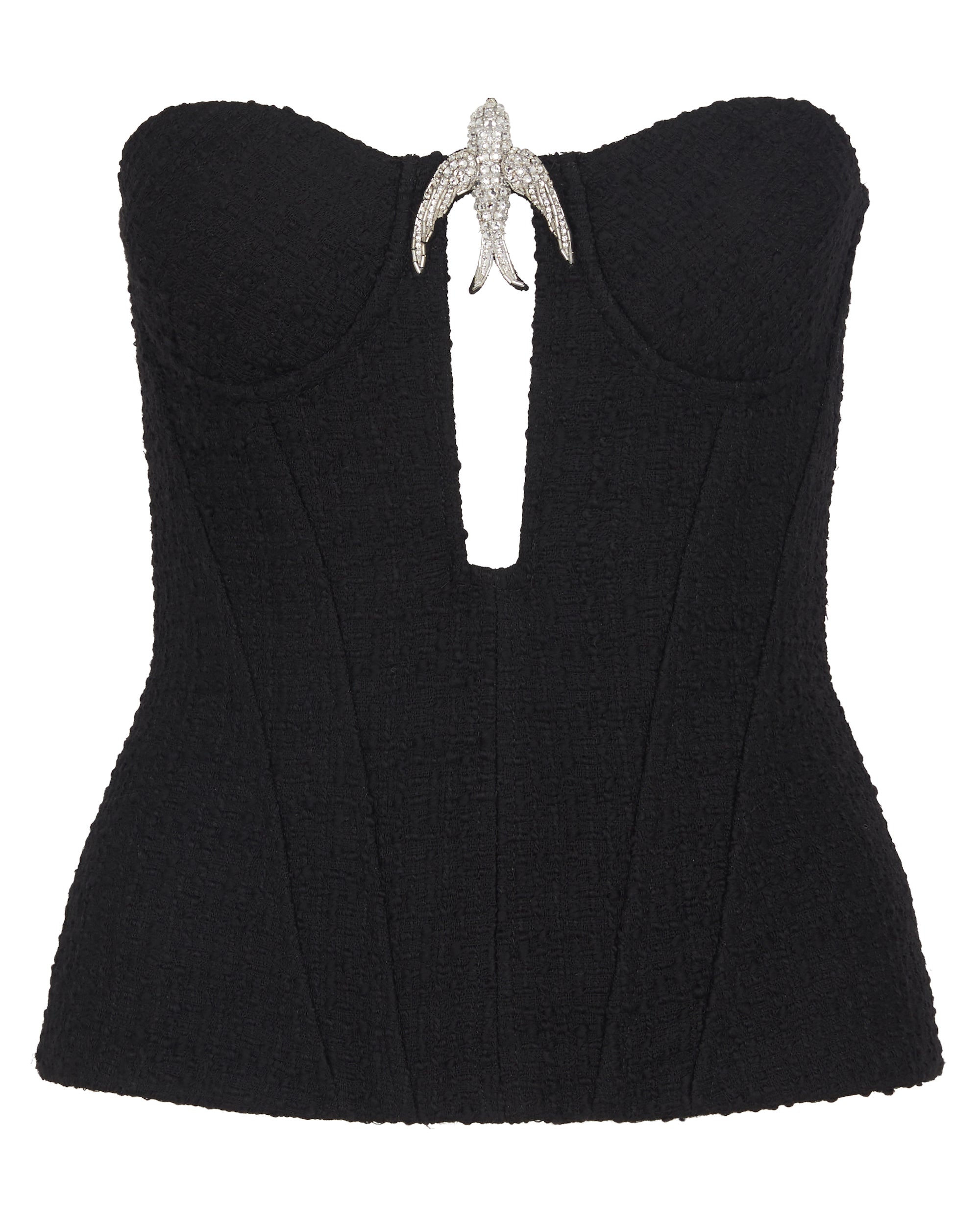 david koma CRYSTAL SWALLOW CORSET TOP BLACK/SILVER