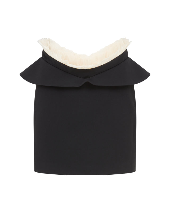 TULLE RUFFLE AND FEATHER MINI SKIRT