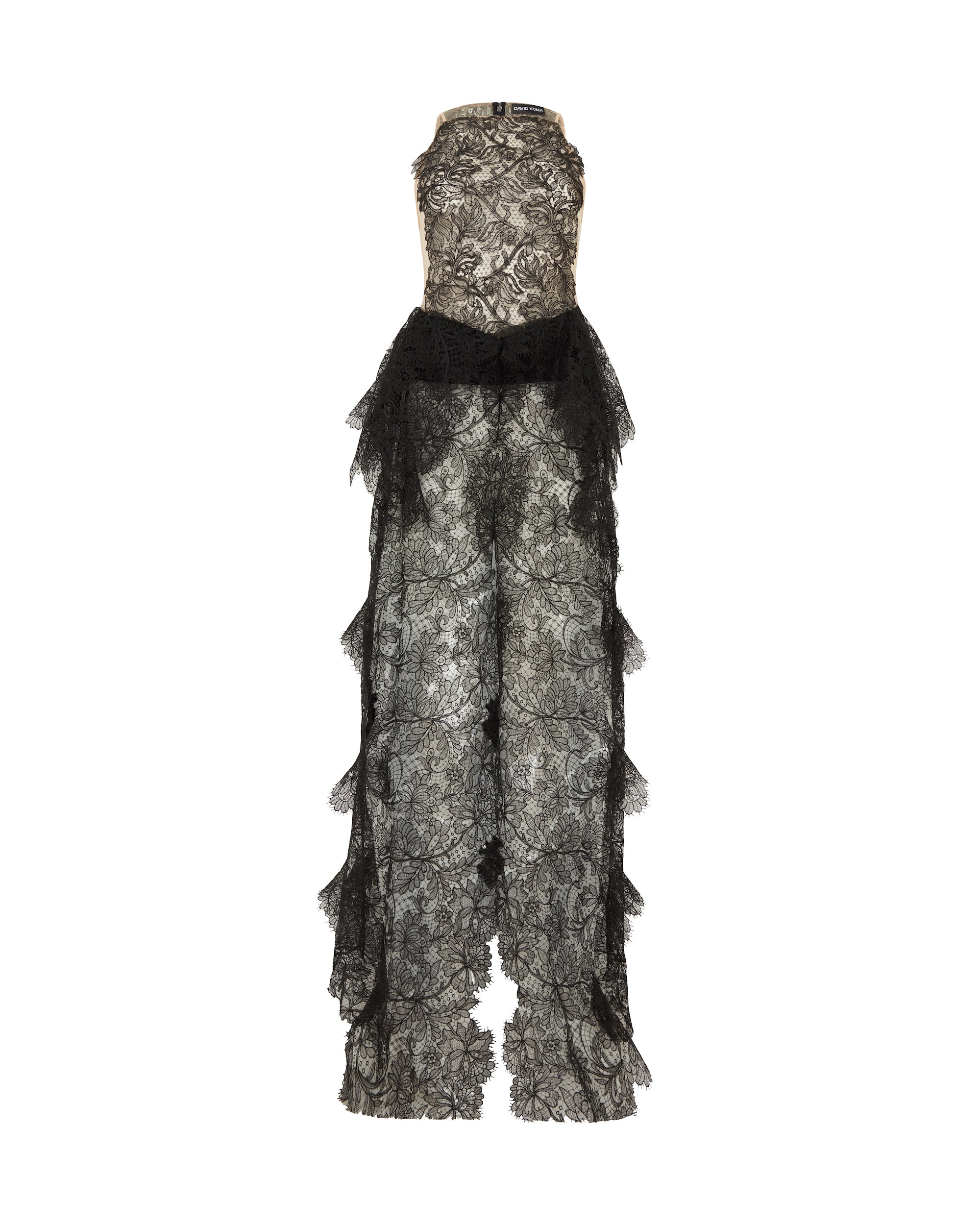 OPEN SIDE LACE RUFFLE GOWN – David Koma
