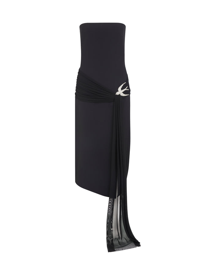 SLEEVELESS MIDI DRESS WITH CRYSTAL HUMMINGBIRD