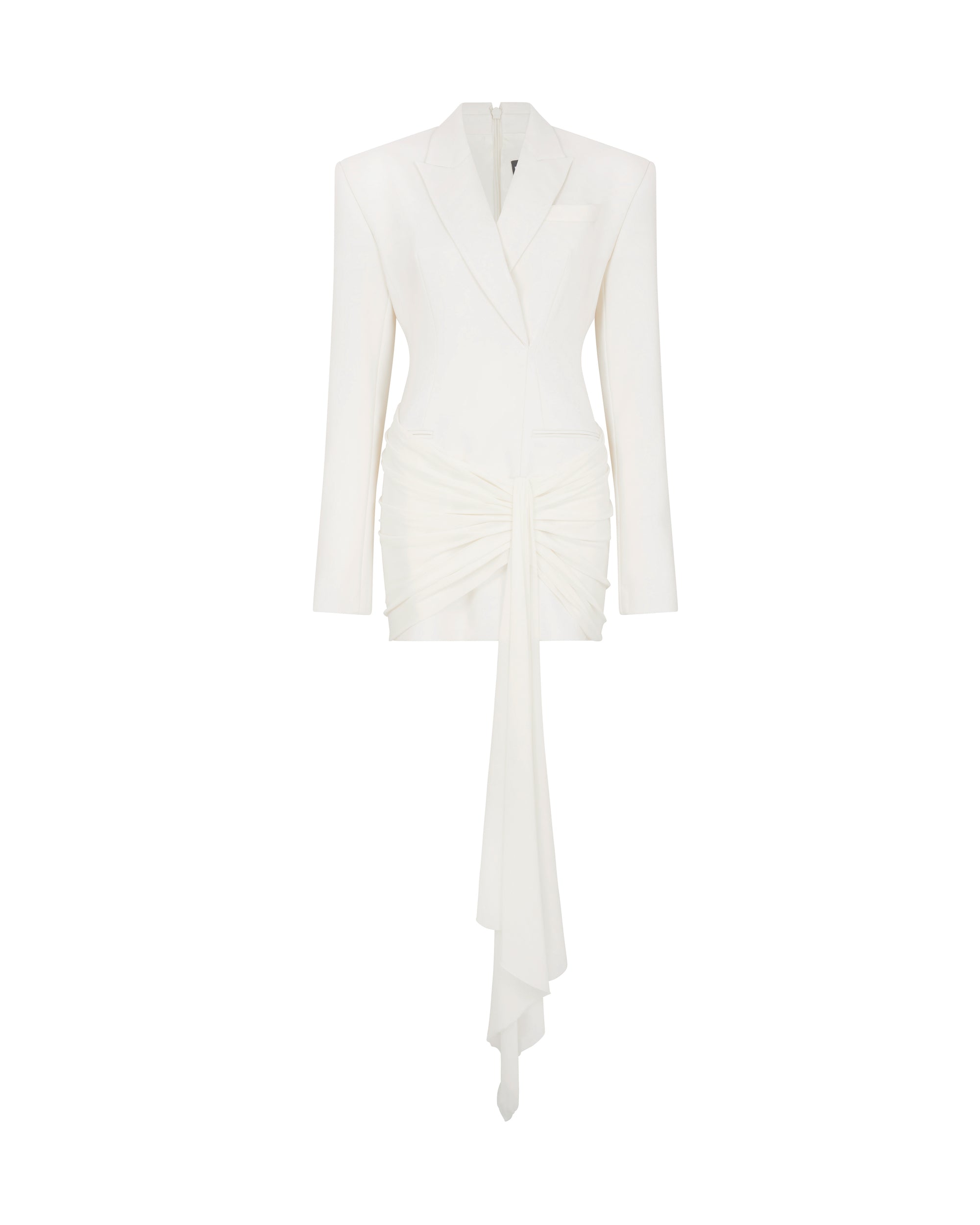 david koma DRAPING OVERLAY TAILORED JACKET DRESS OFF WHITE