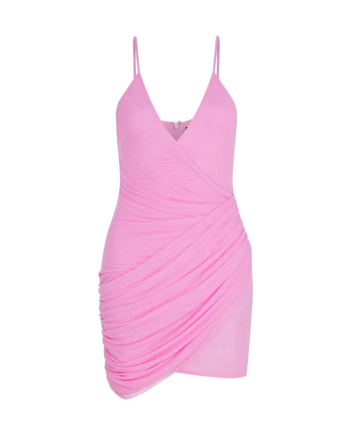 ASYMMETRIC RUCHED MINI DRESS