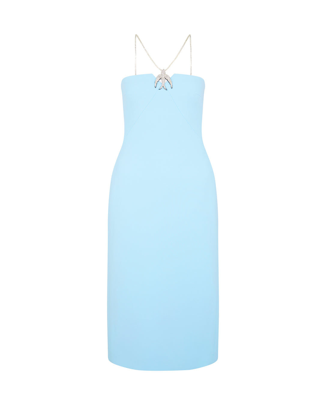 David Koma CRYSTAL CHAIN AND SWALLOW MIDI DRESS BLUE/SILVER / 14