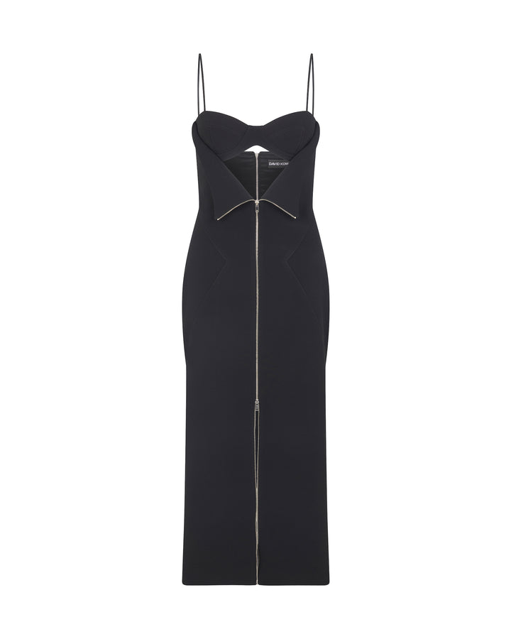 METAL ZIP AND BRA DETAIL MIDI DRESS