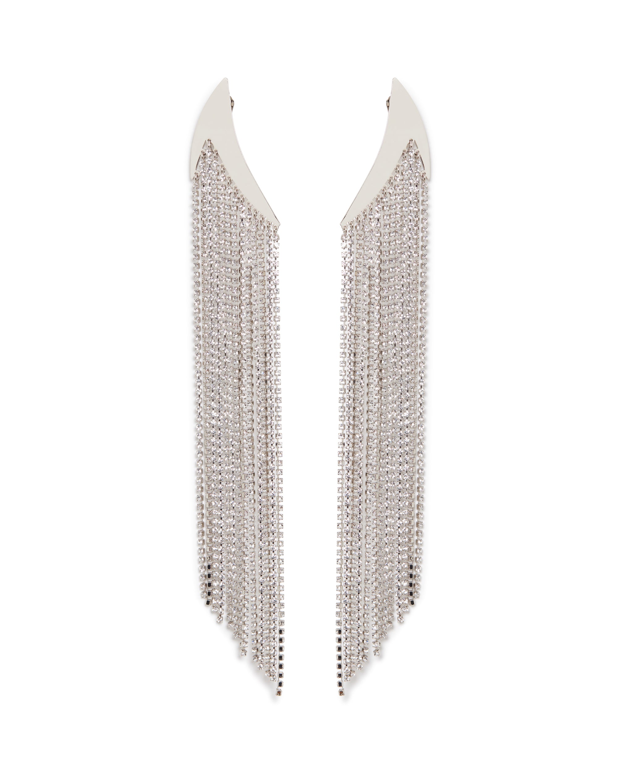david koma METAL EARRINGS WITH CRYSTAL FRINGE SILVER