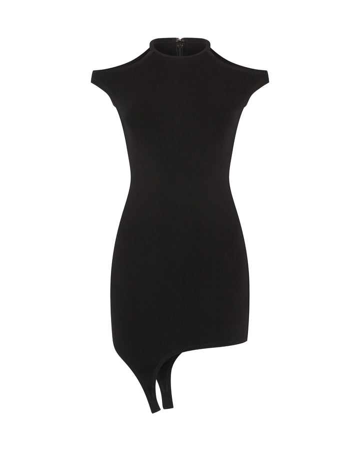ASYMMETRIC KNIT DRESS WITH BUCKLE