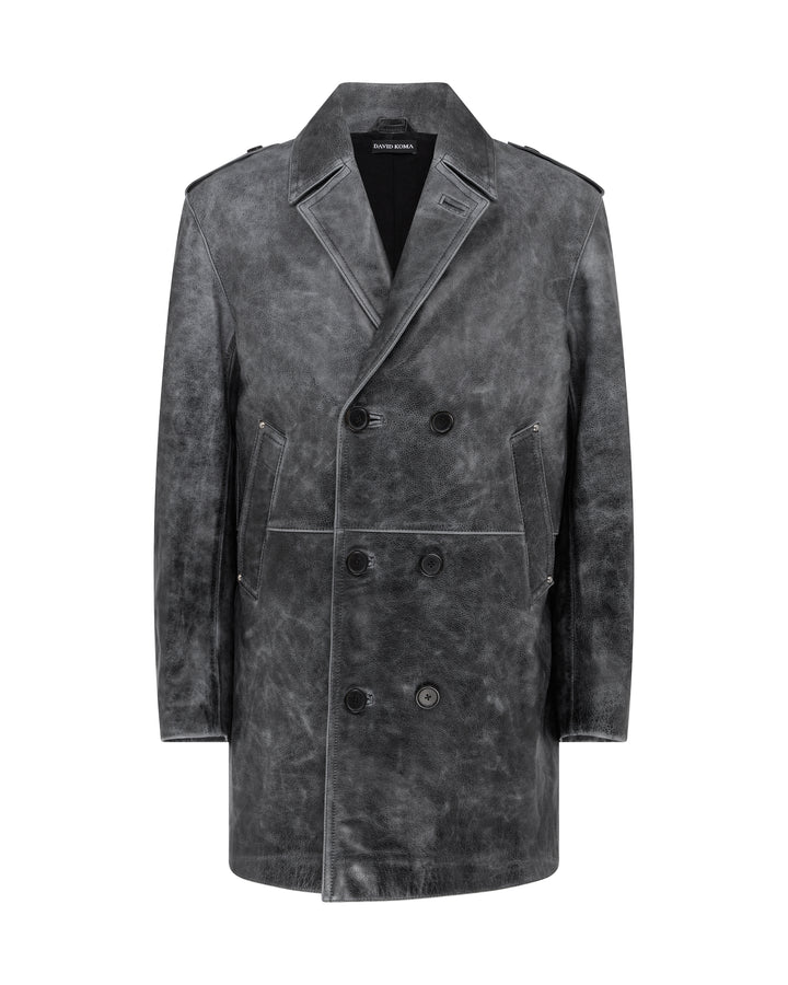 DISTRESSED LEATHER COAT