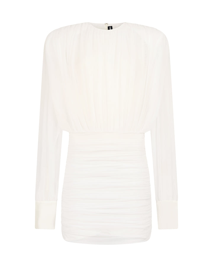 RUCHED BLOUSE TOP MINI DRESS