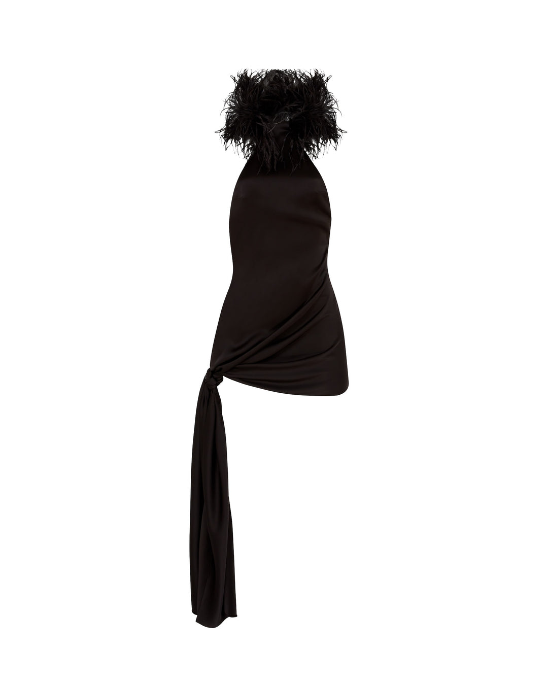 David Koma FEATHER NECK DETAIL HALTER MINI DRESS David Koma FEATHER NECK DETAIL HALTER MINI DRESS