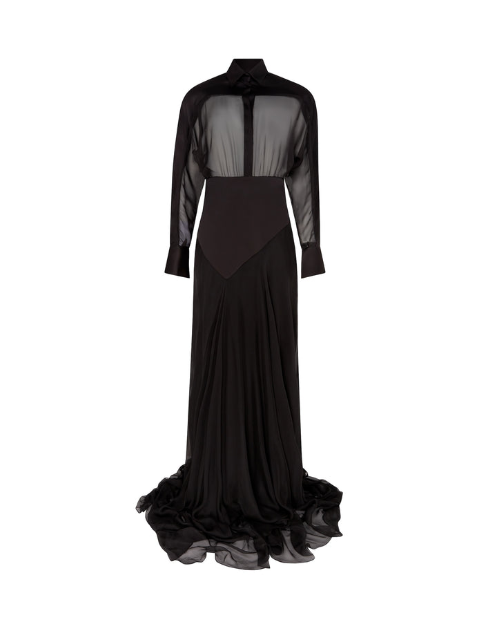 CONTRAST PANEL SHIRT GOWN