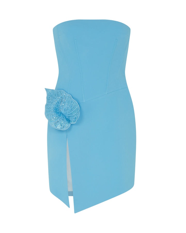 RHINESTONE LEAF AND CORSET TOP MINI DRESS