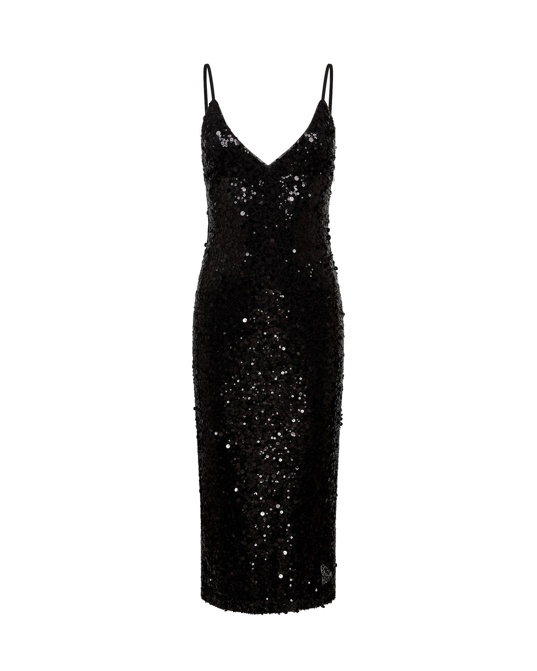 sequin midi dress black Edie Scoop Midi Dress - Black Sequin