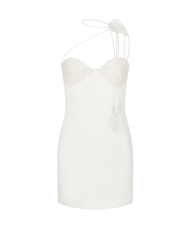 THREAD LEAF EMBROIDERY MINI DRESS