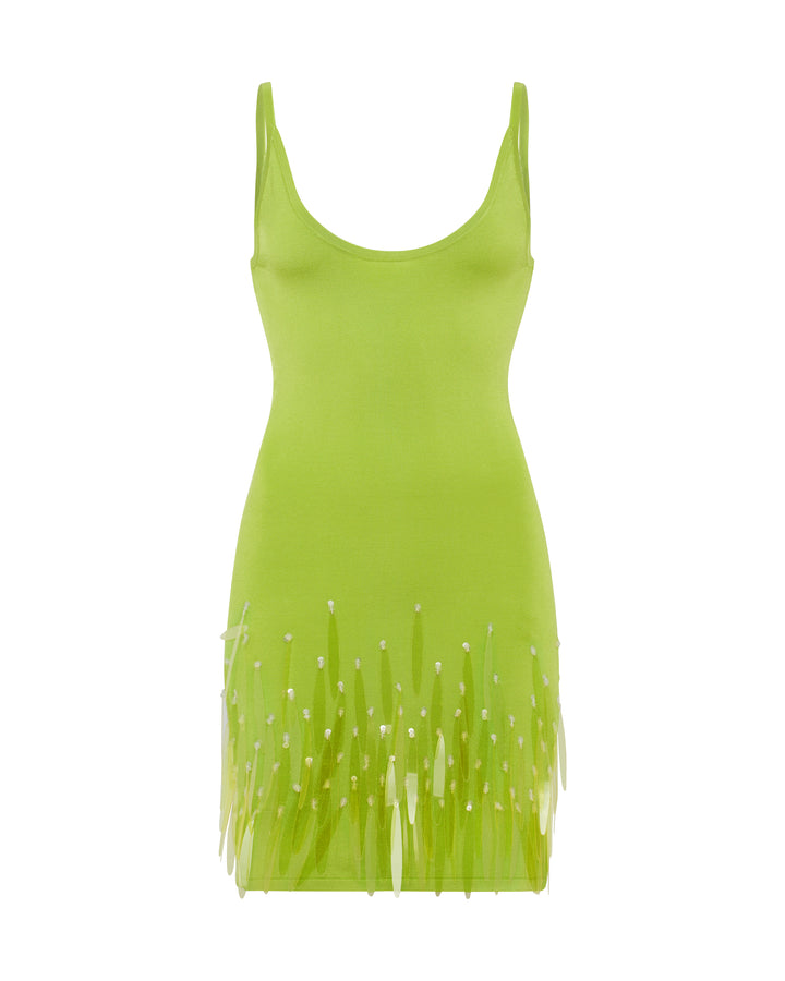 SEQUIN EMBROIDERED MINI KNIT DRESS