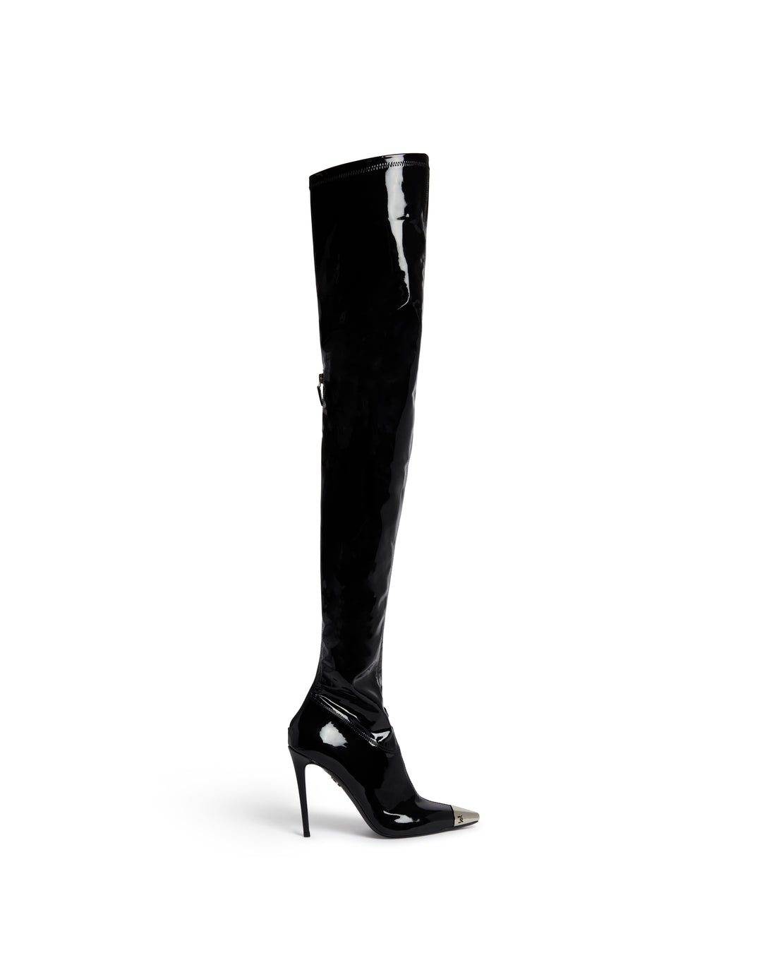 PATENT LEATHER THIGH HIGH BOOTS IN BLACK