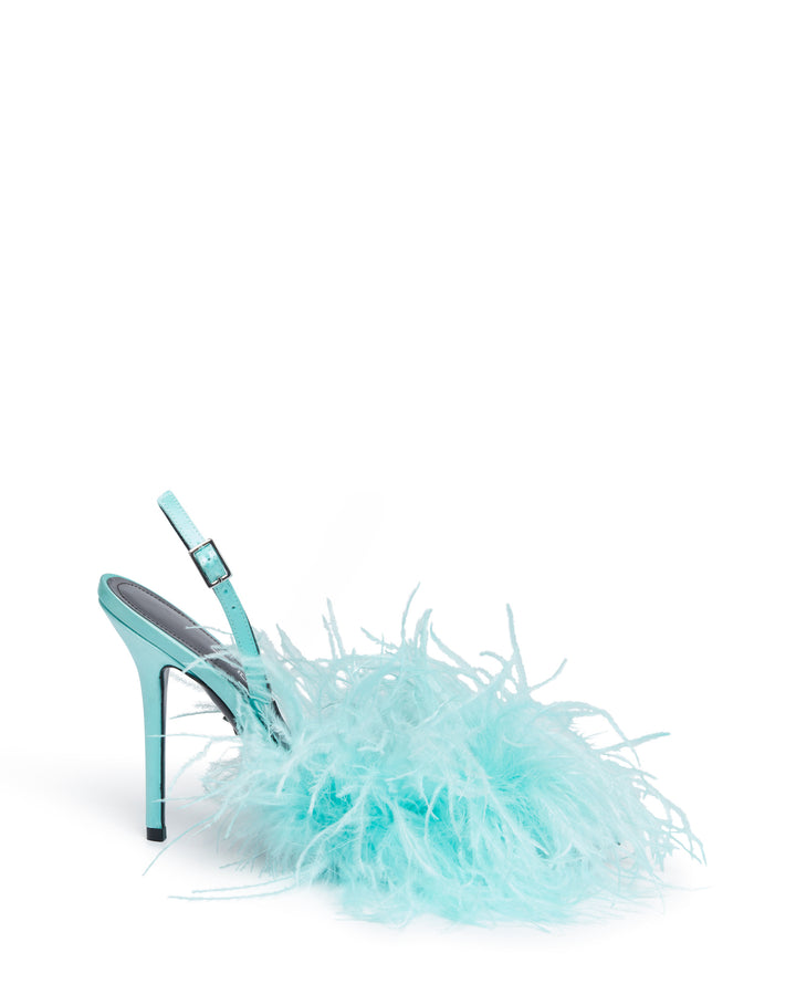 FEATHER SLINGBACK PUMPS IN MINT