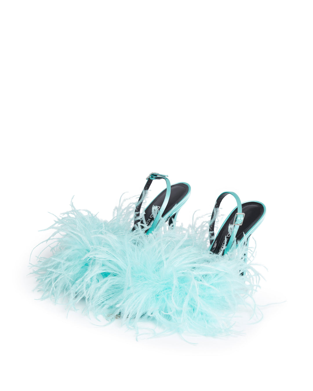 FEATHER SLINGBACK PUMPS IN MINT