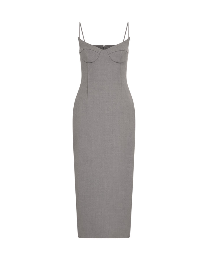 WINGED CUP DETAIL MIDI DRESS