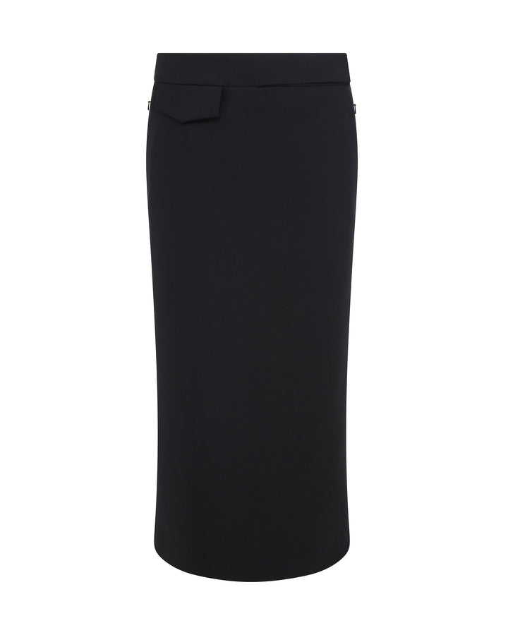 POCKET DETAIL MIDI SKIRT IN BLACK