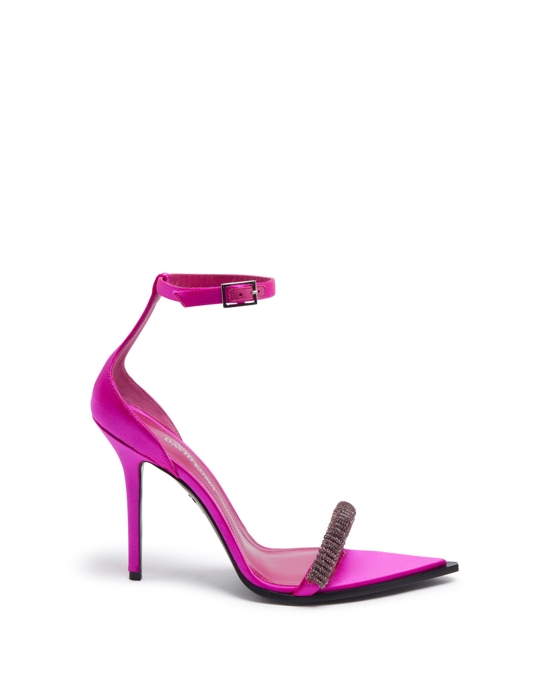 CRYSTAL STILETTO SANDALS IN FUCHSIA
