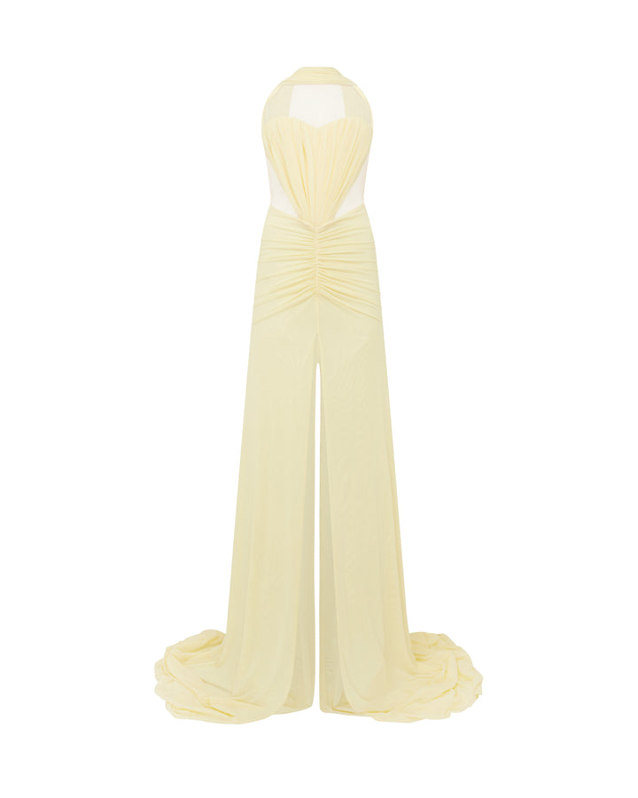 RUCHED TOP AND SCARF DETAIL GOWN