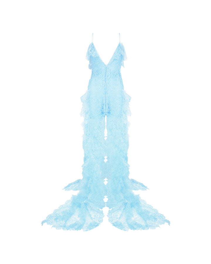 V NECK LACE GOWN