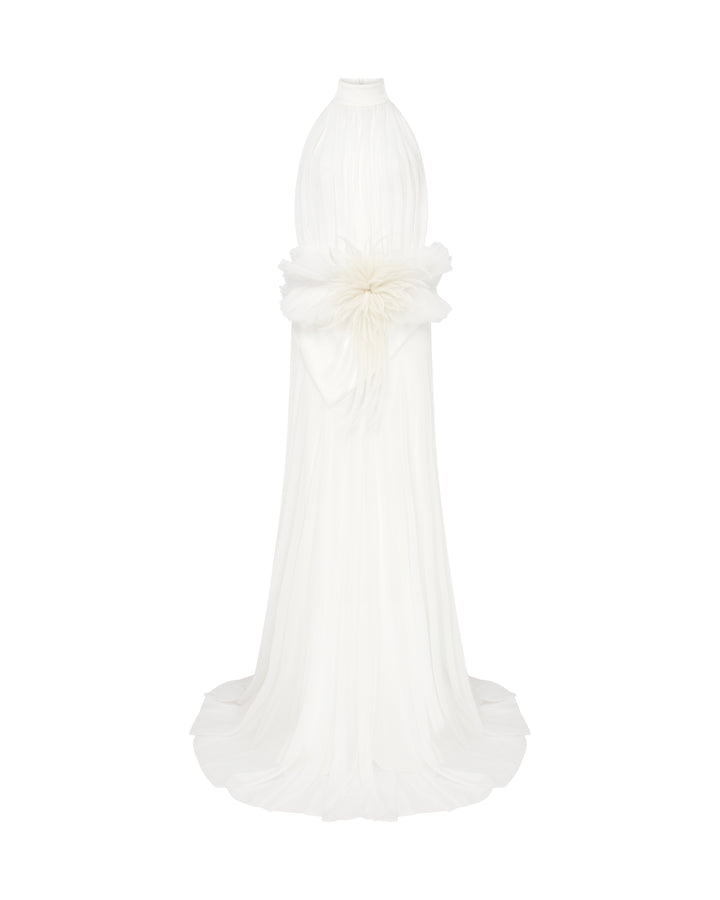 CACTUS DAHLIA DETAIL HALTER GOWN