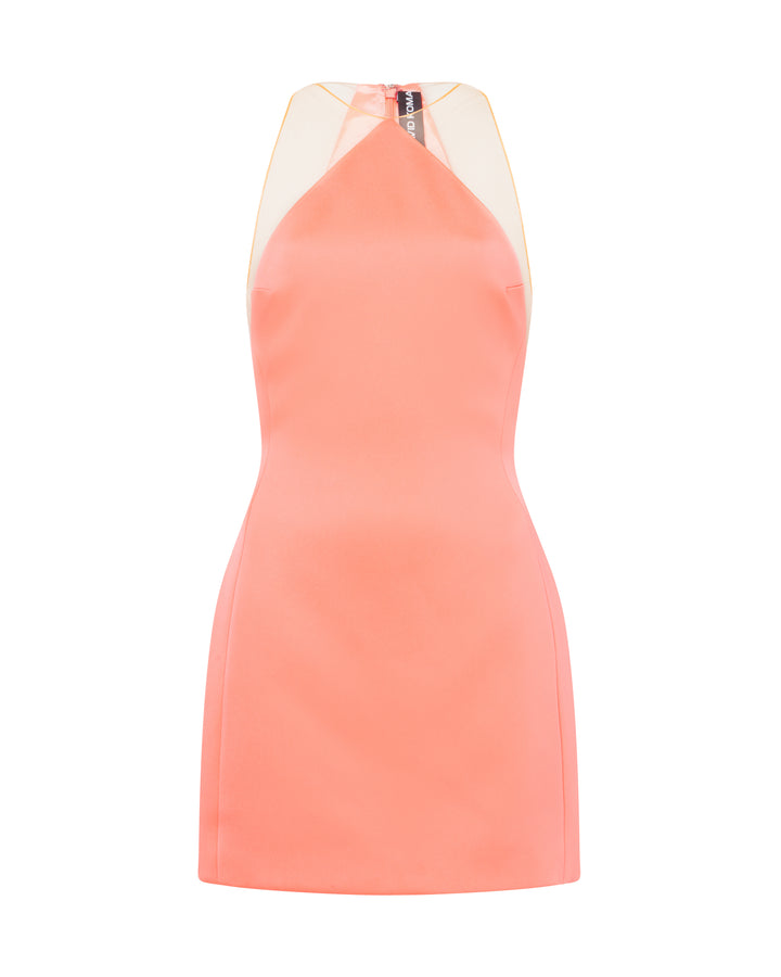 SATIN HALTERNECK MINI DRESS