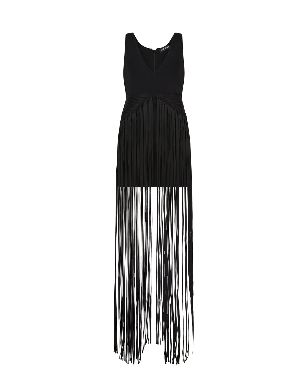 FULL FRINGE SKIRT V NECK KNIT DRESS