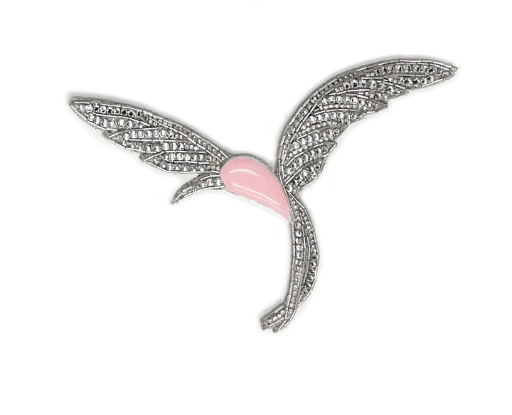 HUMMINGBIRD EMBROIDERY LARGE BROOCH