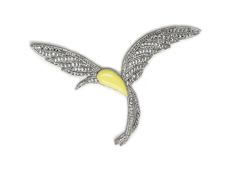 HUMMINGBIRD EMBROIDERY LARGE BROOCH