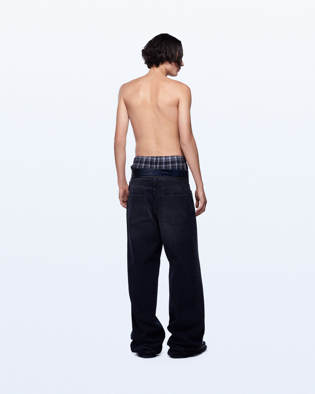 WIDE LEG BELT JEANS