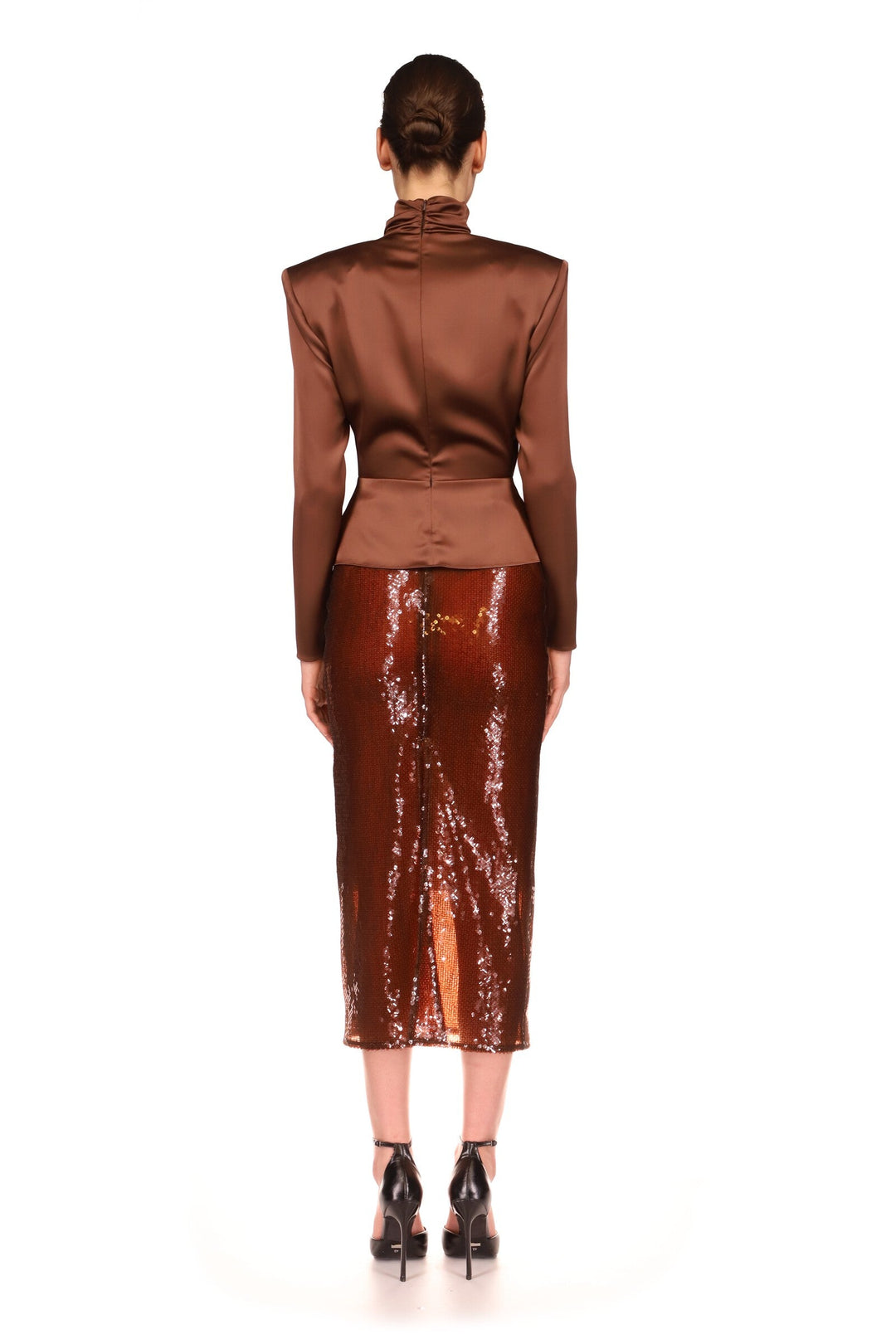 CRYSTAL FLAME CHAIN AND CHOKER WRAP TOP IN BLACK