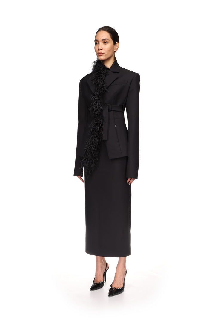 POCKET DETAIL MIDI SKIRT IN BLACK