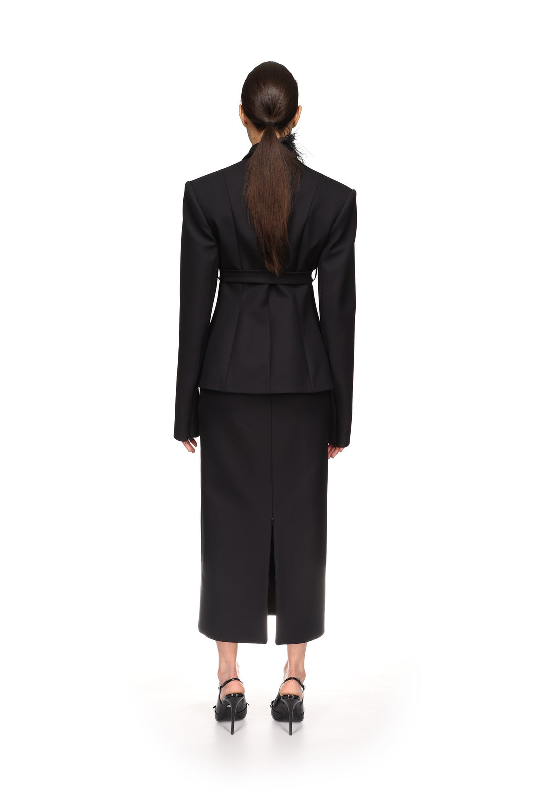 POCKET DETAIL MIDI SKIRT IN BLACK