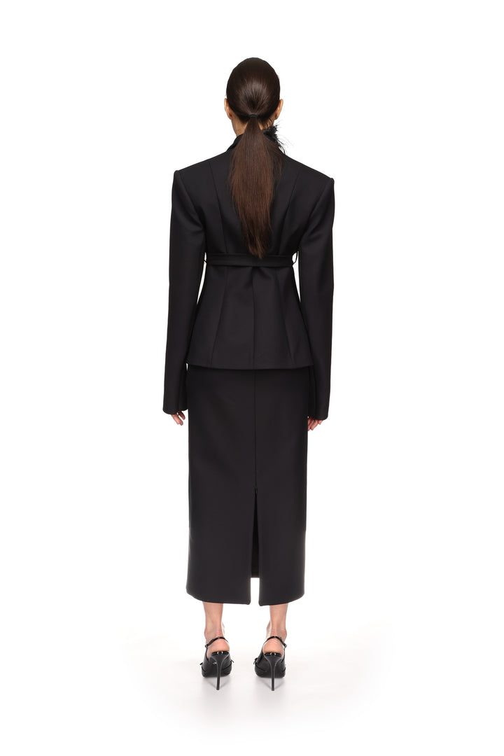 POCKET DETAIL MIDI SKIRT IN BLACK