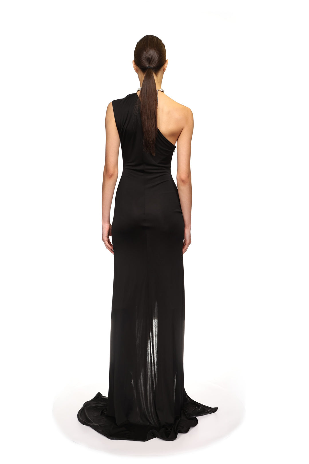 CRYSTAL FEATHER ONE SHOULDER GOWN