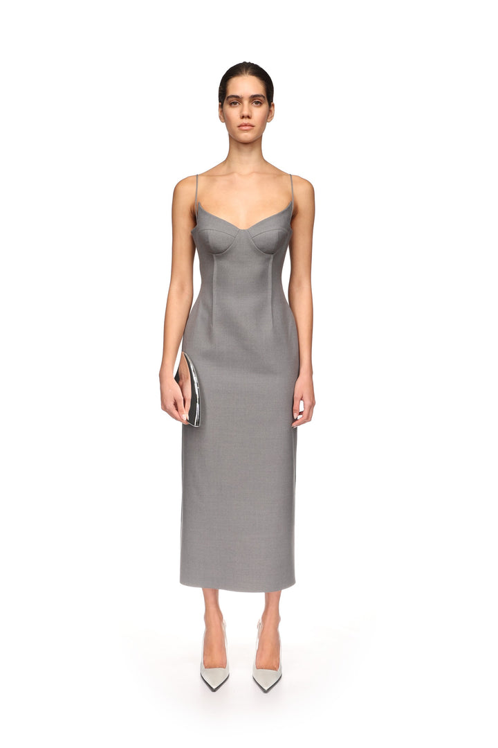 WINGED CUP DETAIL MIDI DRESS