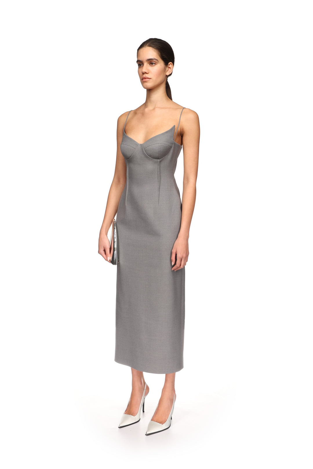 WINGED CUP DETAIL MIDI DRESS