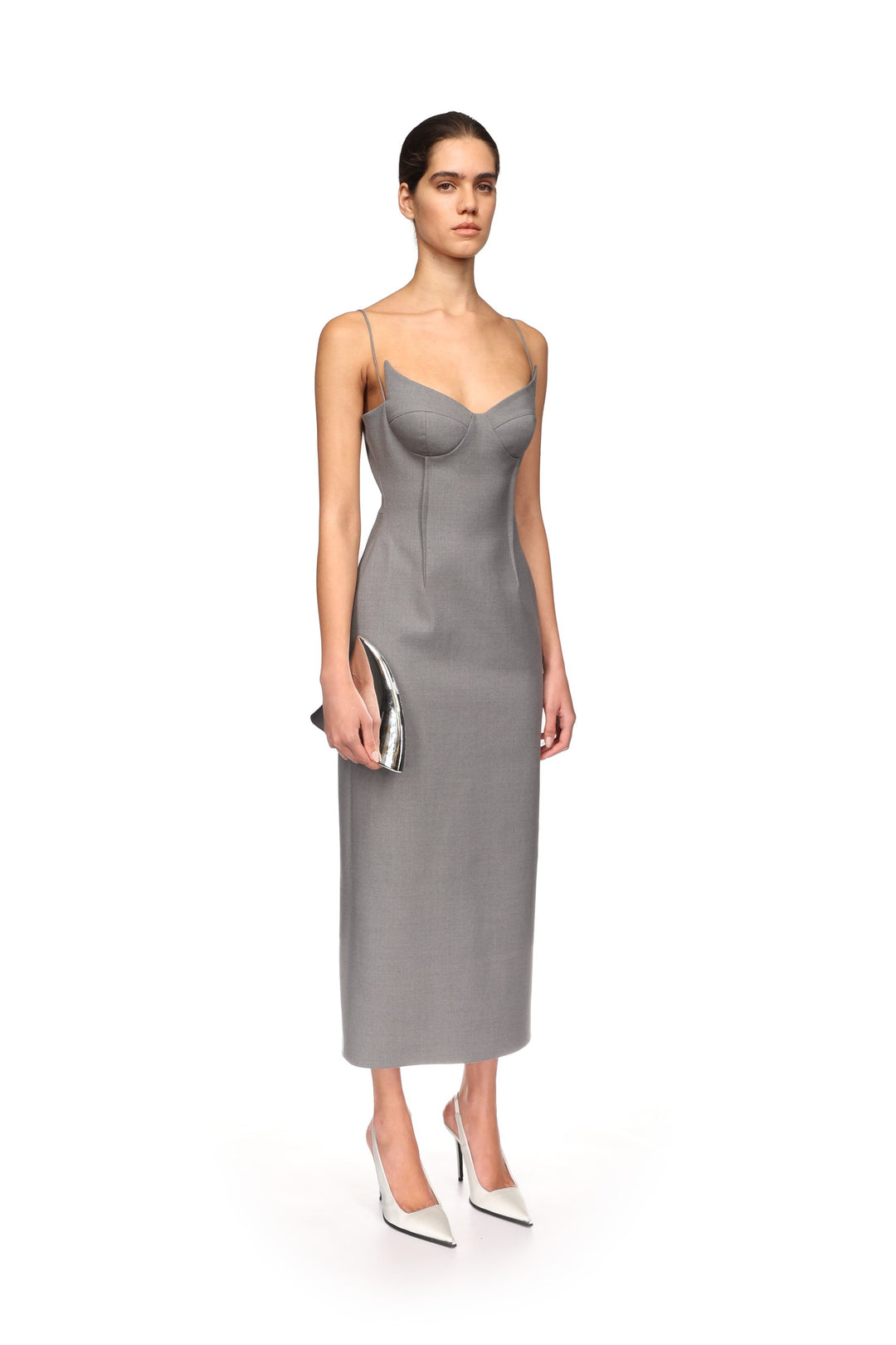 WINGED CUP DETAIL MIDI DRESS