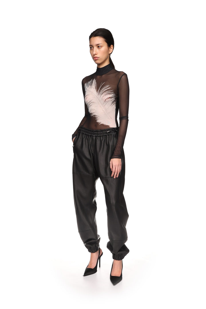 PRINTED MESH LONG SLEEVE BODYSUIT